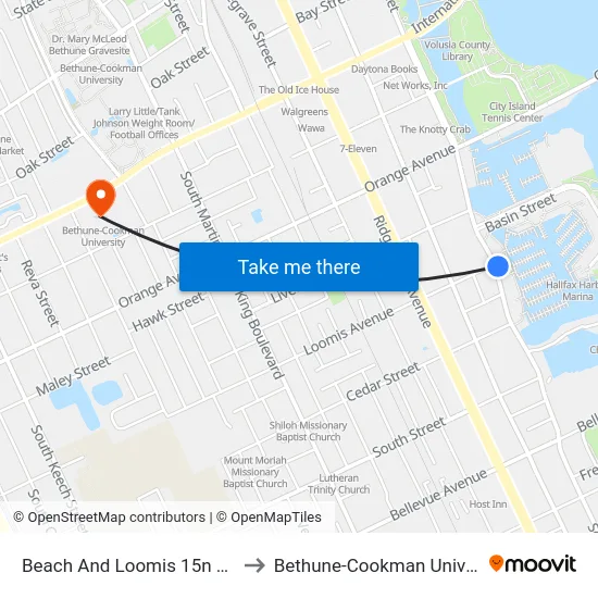 Beach And Loomis 15n 15s Ib to Bethune-Cookman University map