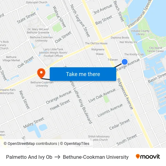 Palmetto And Ivy Ob to Bethune-Cookman University map