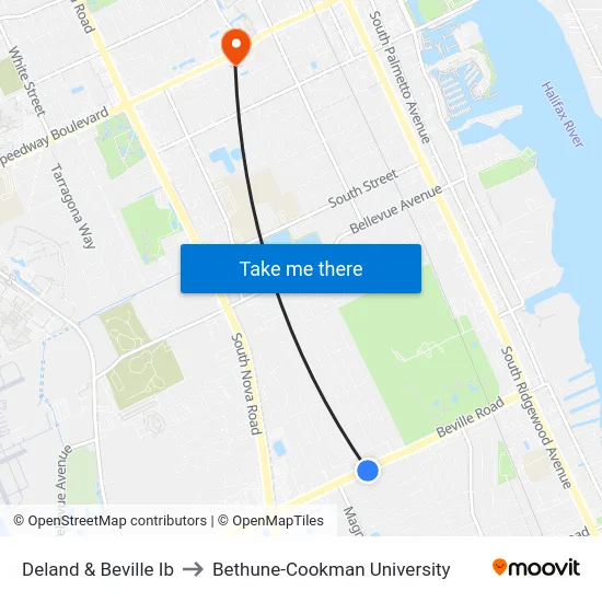 Deland & Beville Ib to Bethune-Cookman University map