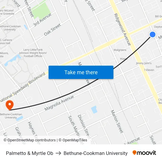 Palmetto & Myrtle Ob to Bethune-Cookman University map