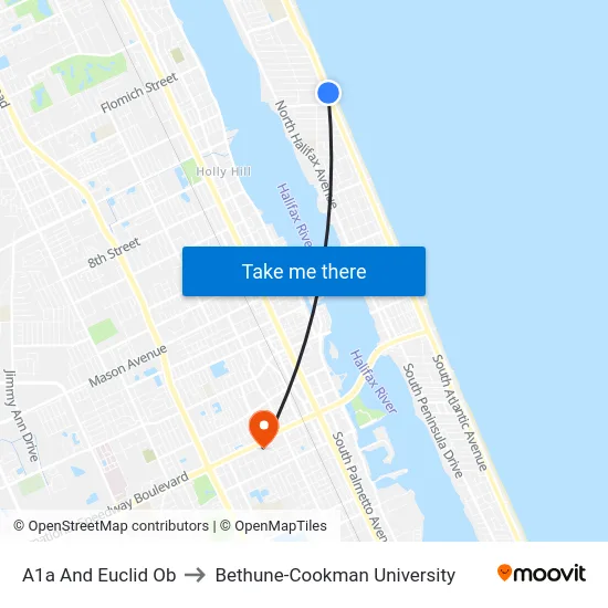 A1a And Euclid  Ob to Bethune-Cookman University map