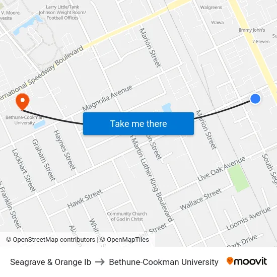 Seagrave & Orange Ib to Bethune-Cookman University map