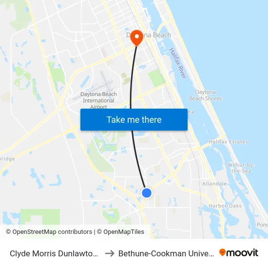 Clyde Morris Dunlawton Ob to Bethune-Cookman University map