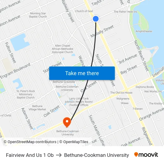 Fairview And Us 1  Ob to Bethune-Cookman University map