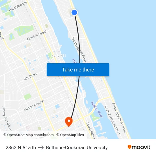 2862 N A1a Ib to Bethune-Cookman University map