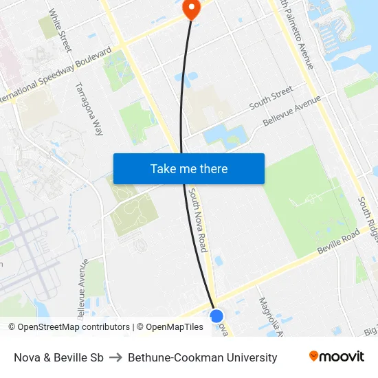 Nova & Beville Sb to Bethune-Cookman University map