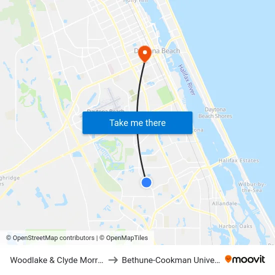Woodlake & Clyde Morris Ib to Bethune-Cookman University map