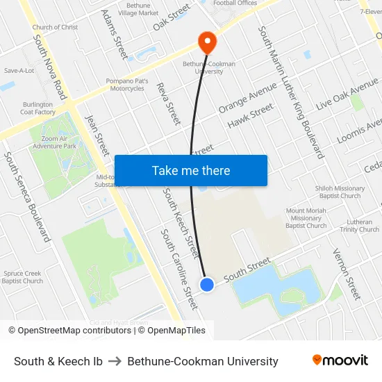 South & Keech Ib to Bethune-Cookman University map