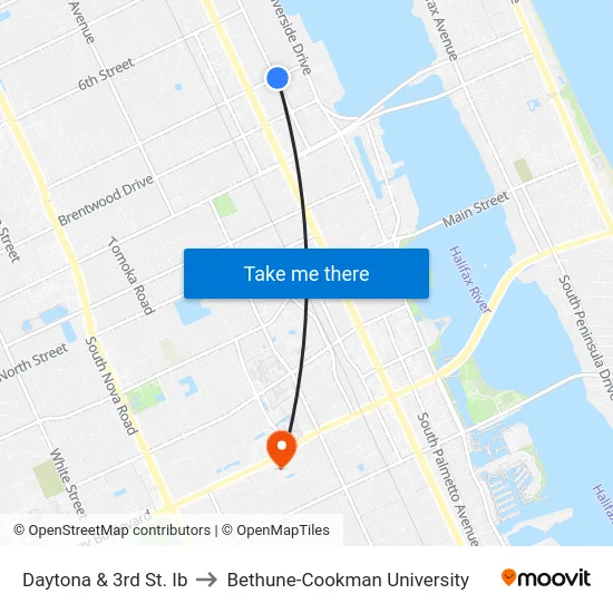Daytona & 3rd St. Ib to Bethune-Cookman University map