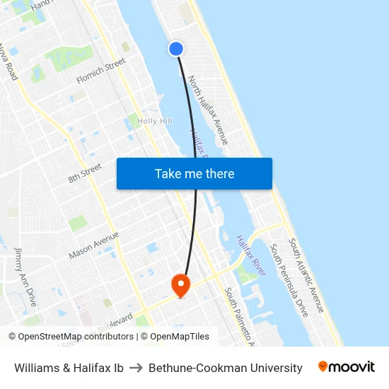 Williams & Halifax Ib to Bethune-Cookman University map