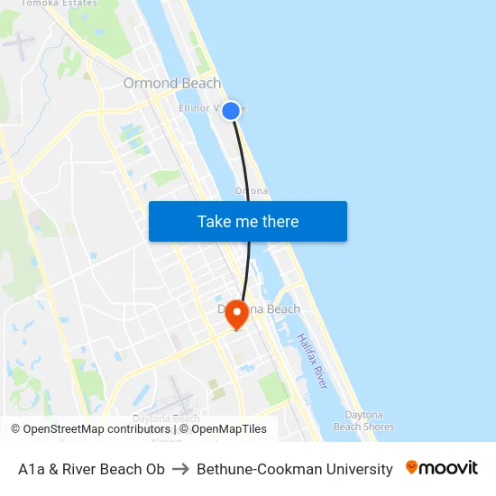 A1a & River Beach Ob to Bethune-Cookman University map