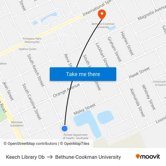 Keech Library Ob to Bethune-Cookman University map