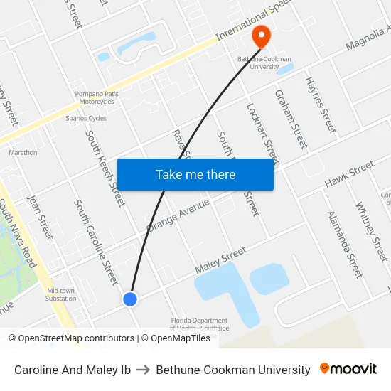 Caroline And Maley Ib to Bethune-Cookman University map