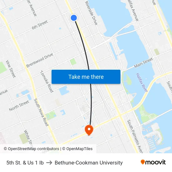 5th St. & Us 1 Ib to Bethune-Cookman University map