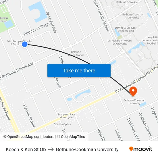 Keech & Ken St  Ob to Bethune-Cookman University map
