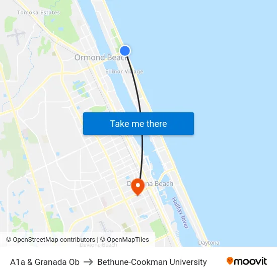A1a & Granada Ob to Bethune-Cookman University map