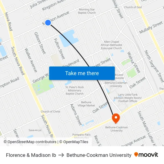 Florence & Madison Ib to Bethune-Cookman University map