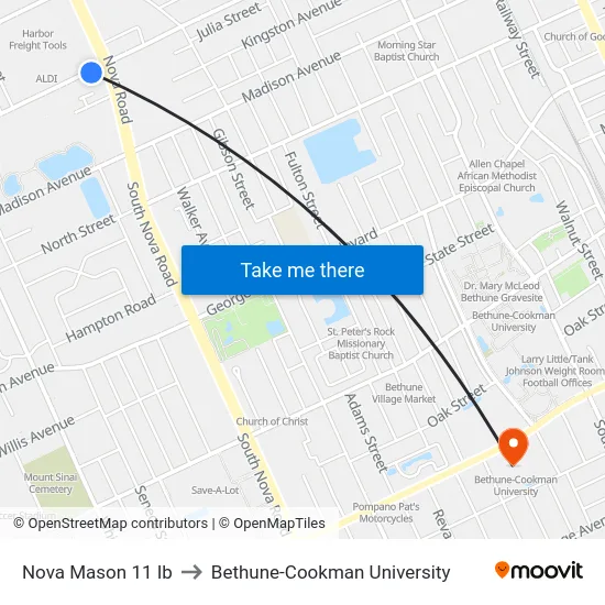 Nova Mason 11 Ib to Bethune-Cookman University map