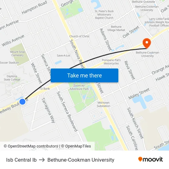 Isb  Central Ib to Bethune-Cookman University map