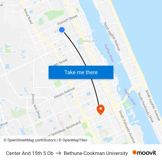 Center And 15th 5 Ob to Bethune-Cookman University map