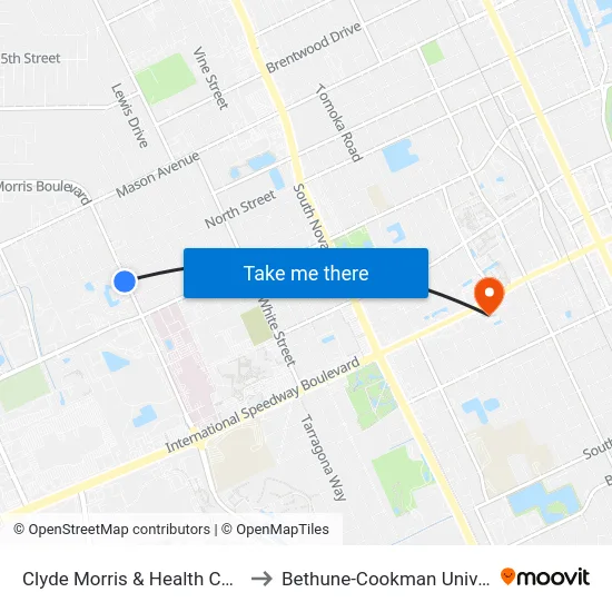 Clyde Morris & Health Care Ob to Bethune-Cookman University map