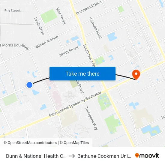 Dunn & National Health Care Ob to Bethune-Cookman University map