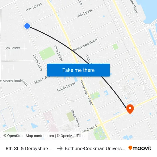 8th St. & Derbyshire Ob to Bethune-Cookman University map