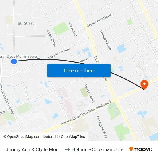 Jimmy Ann & Clyde Morris Ob to Bethune-Cookman University map