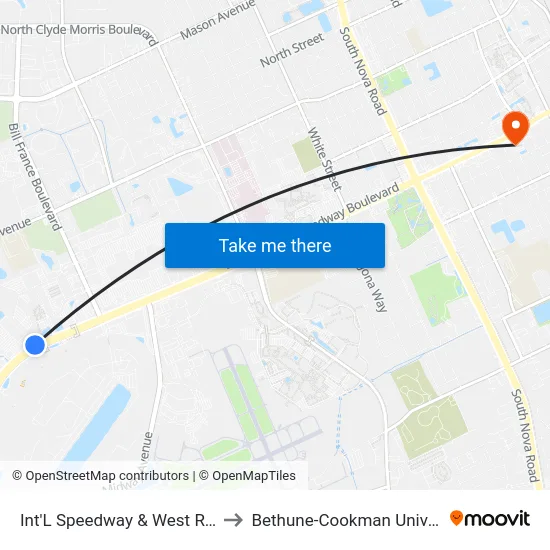 Int'L Speedway & West Rd. Ob to Bethune-Cookman University map