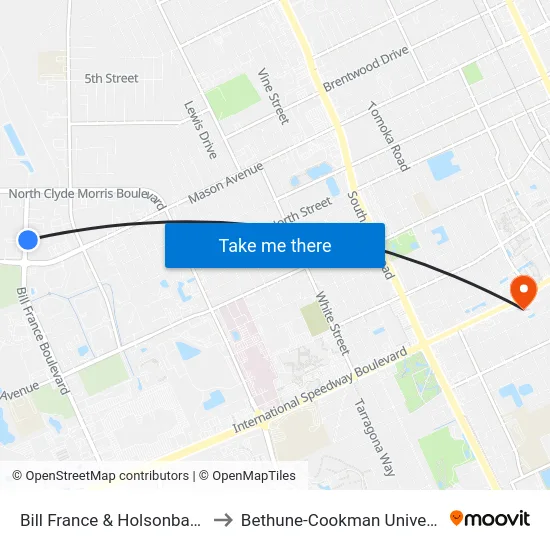 Bill France & Holsonback 1 to Bethune-Cookman University map