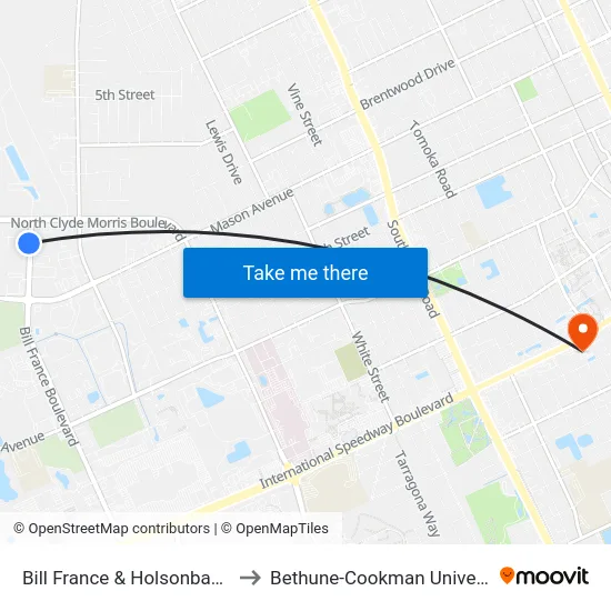 Bill France & Holsonback  Ib to Bethune-Cookman University map