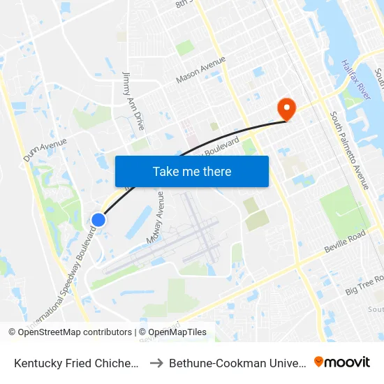 Kentucky Fried Chichen Isb to Bethune-Cookman University map