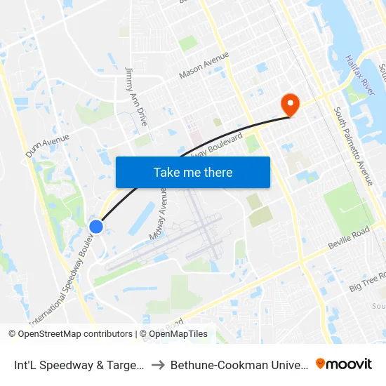 Int'L Speedway & Target Ob to Bethune-Cookman University map