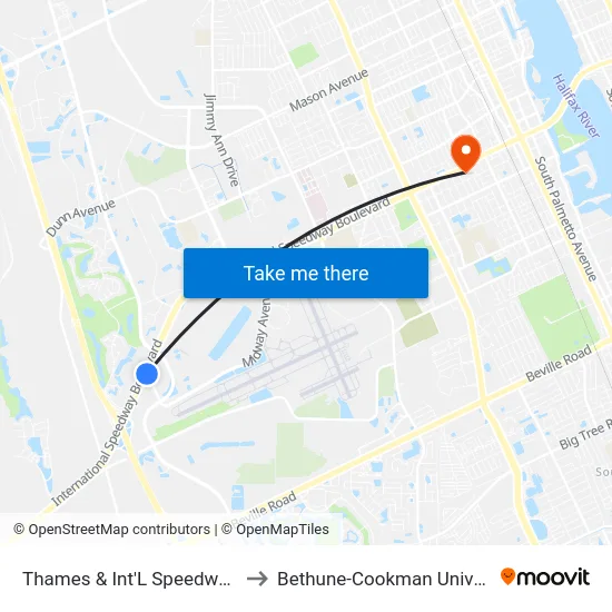Thames & Int'L Speedway Ob to Bethune-Cookman University map