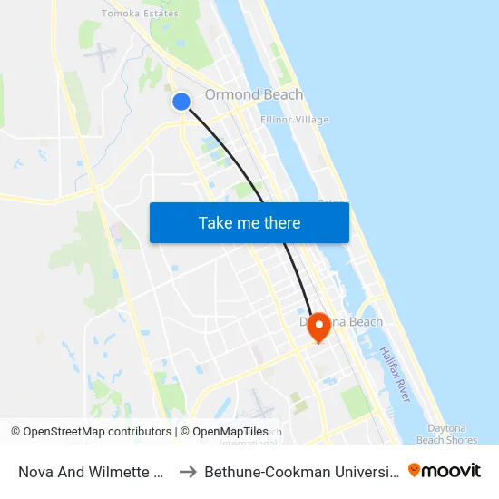 Nova And Wilmette Nb to Bethune-Cookman University map