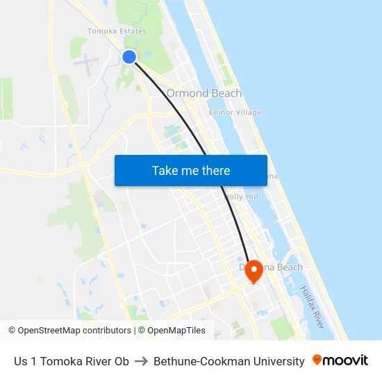 Us 1  Tomoka River Ob to Bethune-Cookman University map