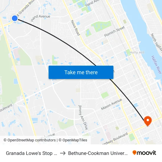Granada Lowe's Stop  Eb to Bethune-Cookman University map