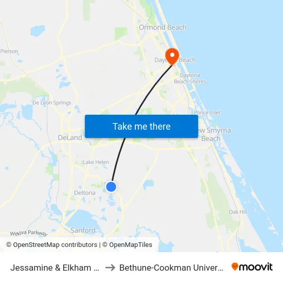 Jessamine & Elkham Ob to Bethune-Cookman University map