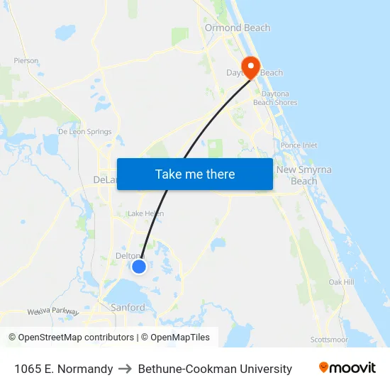 1065 E. Normandy to Bethune-Cookman University map