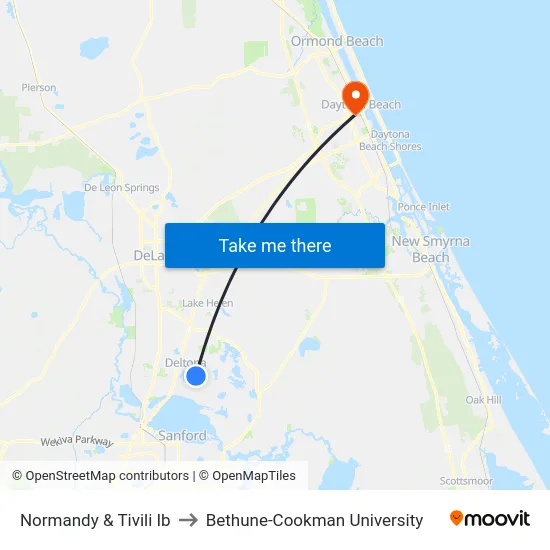 Normandy & Tivili Ib to Bethune-Cookman University map