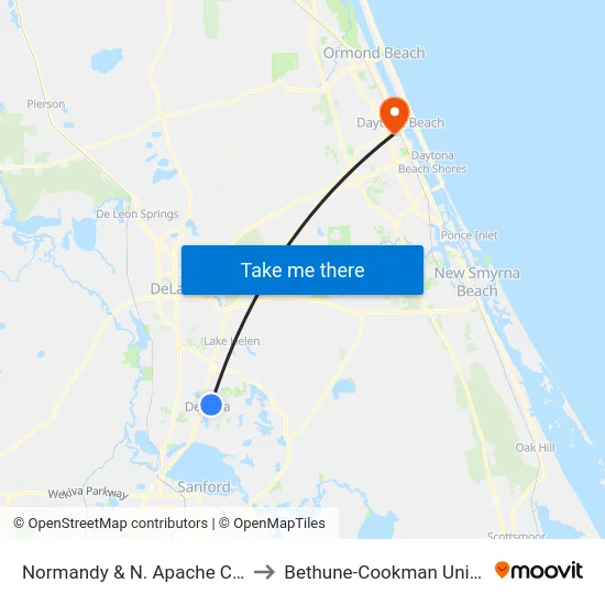 Normandy & N. Apache Circle Ib to Bethune-Cookman University map