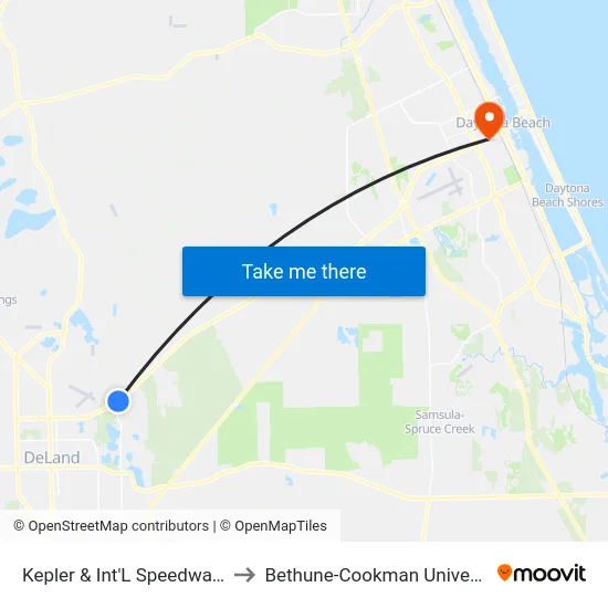 Kepler & Int'L Speedway Ib to Bethune-Cookman University map