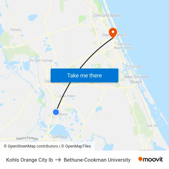 Kohls Orange City Ib to Bethune-Cookman University map