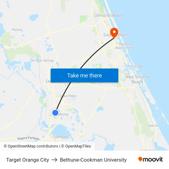 Target Orange City to Bethune-Cookman University map