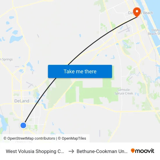 West Volusia Shopping Center Nb to Bethune-Cookman University map