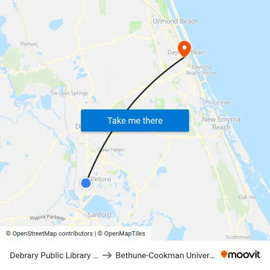 Debrary Public Library Ob to Bethune-Cookman University map