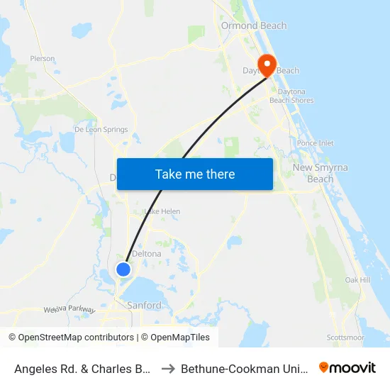 Angeles Rd. & Charles Beall Ob to Bethune-Cookman University map
