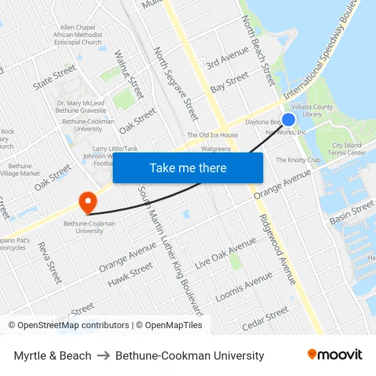 Myrtle & Beach to Bethune-Cookman University map