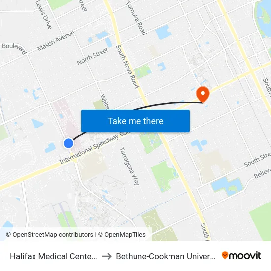 Halifax Medical Center Ib to Bethune-Cookman University map
