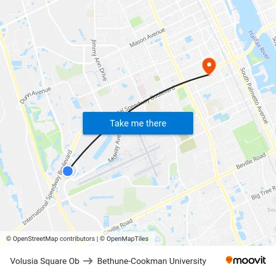 Volusia Square Ob to Bethune-Cookman University map